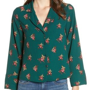 BP. Notched Collar Floral Print Shirt